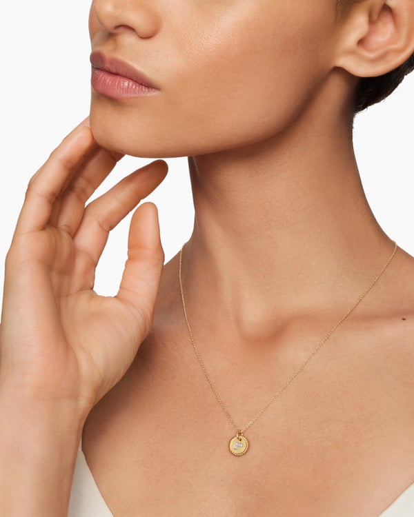 Initial Charm Necklace in 18ct Yellow Gold with Diamond P