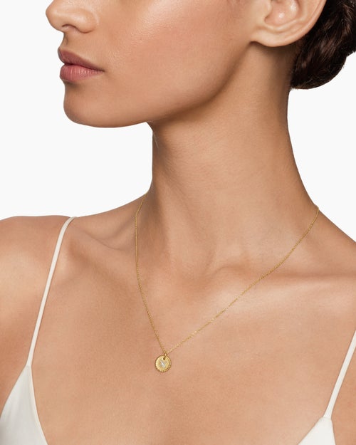 Womens Initial Charm Necklace in 18ct Yellow Gold with Diamond X