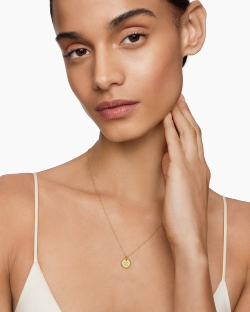 Womens Initial Charm Necklace in 18K Yellow Gold with Diamond X