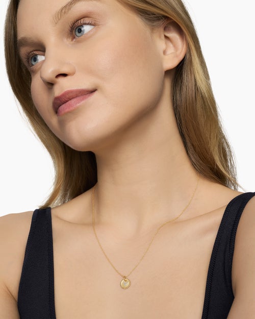 Womens Initial Charm Necklace in 18K Yellow Gold with Diamond Y