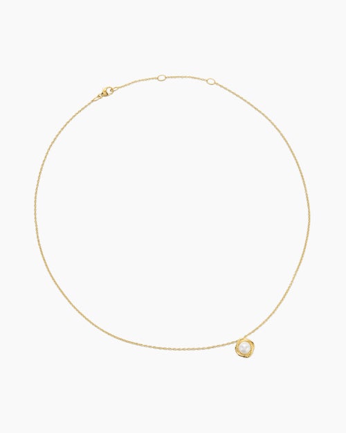 Womens Infinity Pendant Necklace in 18ct Yellow Gold with Pearl, 10mm
