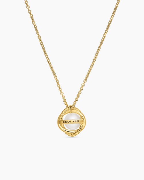 Womens Infinity Pendant Necklace in 18K Yellow Gold with Pearl, 10mm