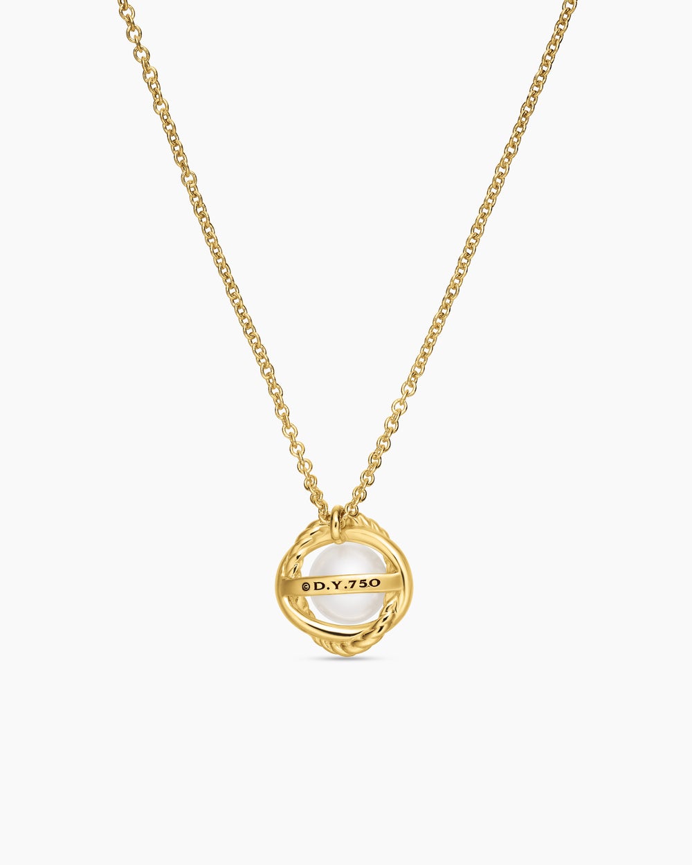 Womens Infinity Pendant Necklace in 18ct Yellow Gold with Pearl, 10mm