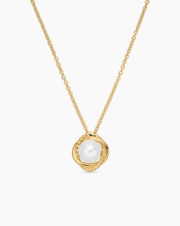 david van hagen Infinity Pendant Necklace 18K Yellow Gold with Pearl 10mm