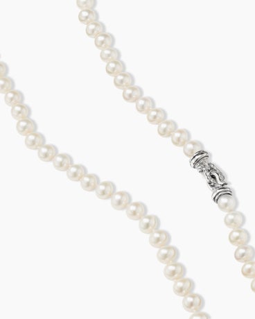 Pearl Strand Necklace in Sterling Silver with Pearls and Diamonds