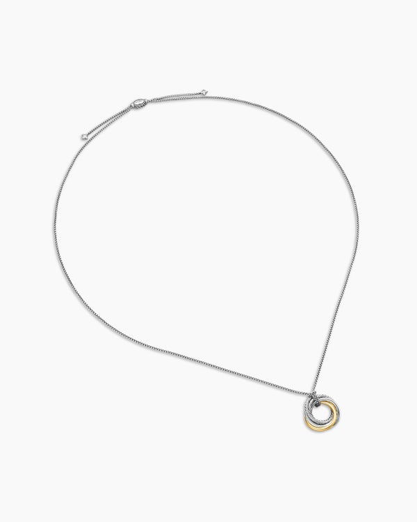 Crossover Pendant Necklace in Sterling Silver with 14ct Yellow Gold, 28mm