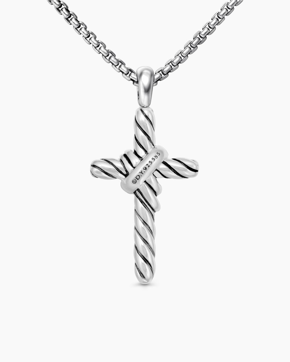 Womens X Cross Necklace in Sterling Silver with 14K Yellow Gold and Diamonds, 31.7mm