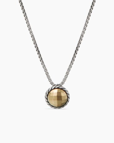 Petite Chatelaine® Necklace in Sterling Silver with 18K Yellow Gold Dome, 10mm