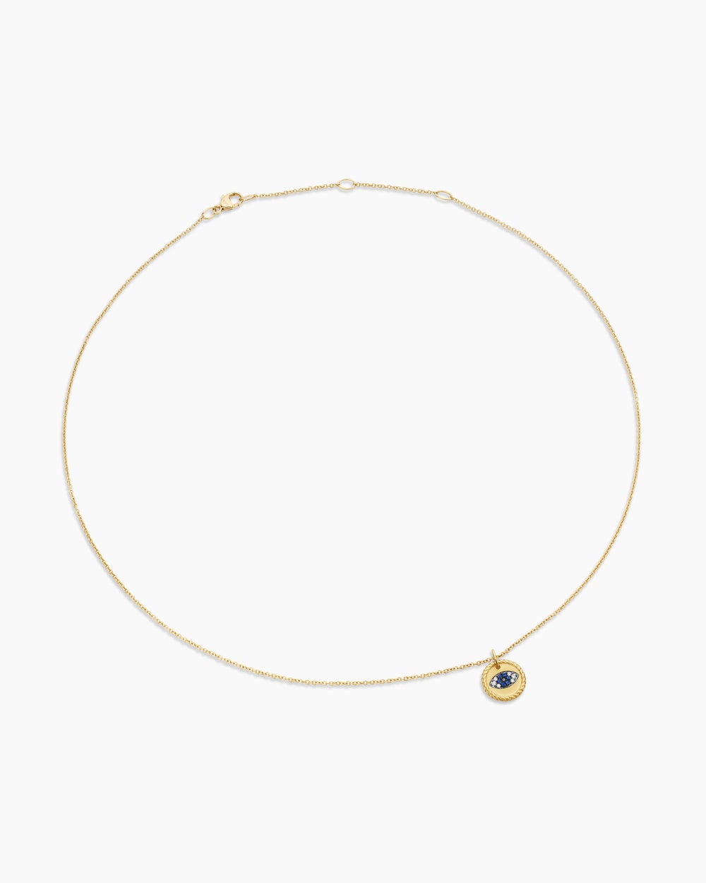Womens Cable Collectibles® Evil Eye Necklace in 18ct Yellow Gold with Pavé Blue Sapphires and Diamonds, 11mm