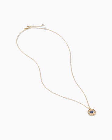 Cable Collectables® Evil Eye Necklace in 18K Yellow Gold with Pavé Blue Sapphires and Diamonds, 11mm