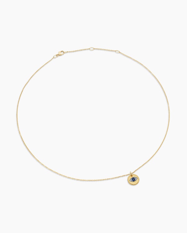 Collier mauvais œil Cable Collectibles® en or jaune 18 carats avec pavé de saphirs bleus et diamants, 11 mm