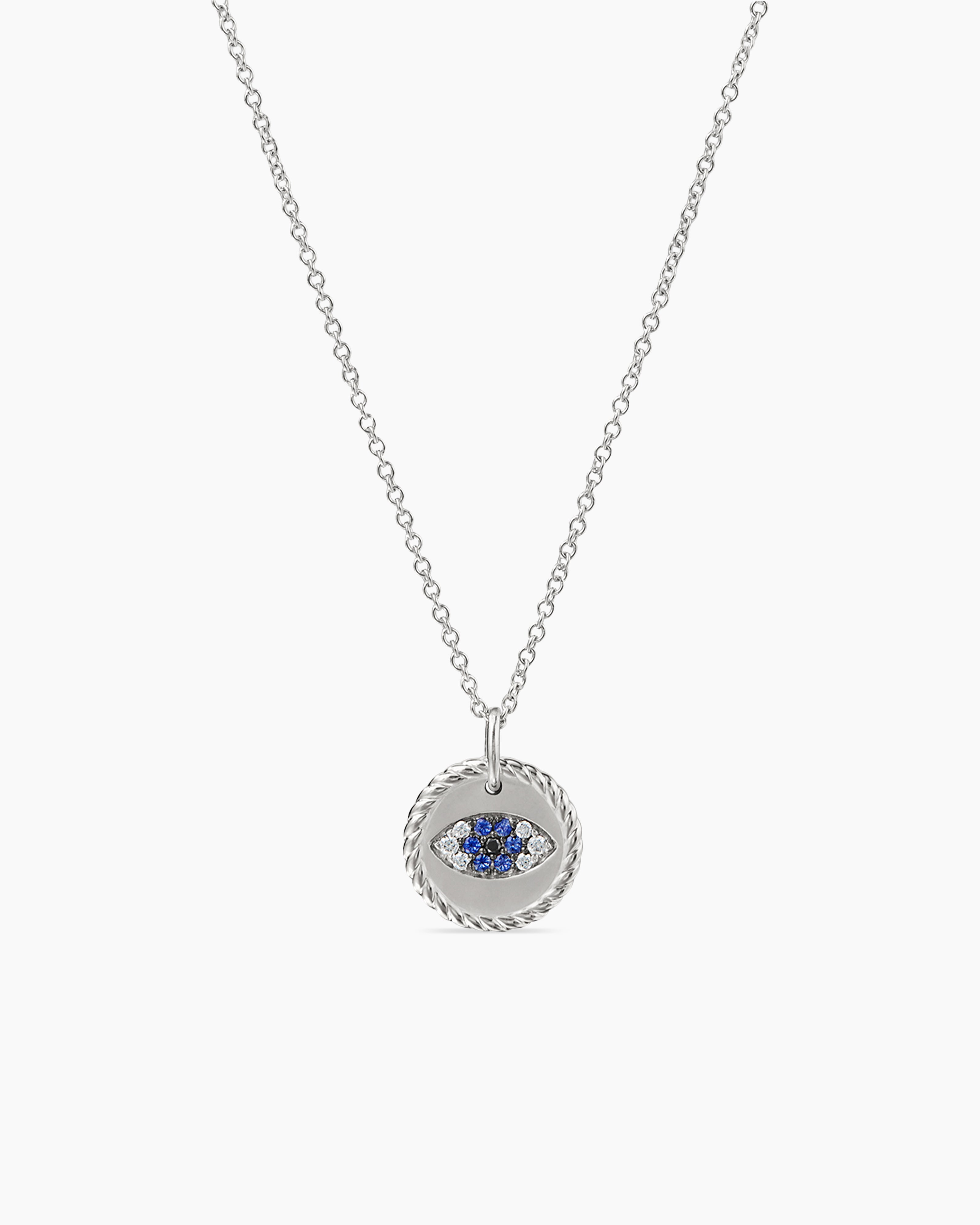 Quiet Icon Evil Eye CZ Necklace 14k Gold Vermeil, White Cubic Zirconia.  Blue Cubic Zirconia | Blue Ruby Jewellery