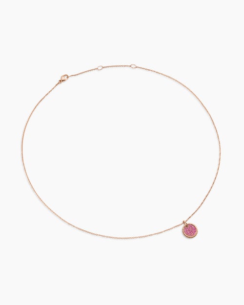 Womens Cable Collectibles® Pavé Plate Necklace in 18K Rose Gold with Pink Sapphires, 11mm