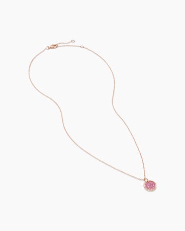 Cable Collectables® Pavé Plate Necklace in 18K Rose Gold with Pink Sapphires, 11mm