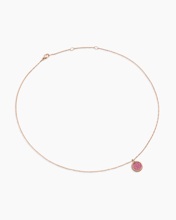 Cable Collectibles® Pavé Plate Necklace in 18K Rose Gold with Pink Sapphires, 11mm