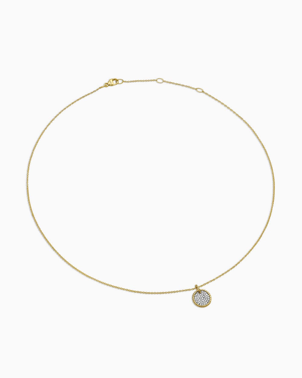 Womens Cable Collectibles® Pavé Plate Necklace in 18K Yellow Gold with Diamonds, 11mm