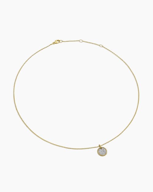 Womens Cable Collectibles® Pavé Plate Necklace in 18K Yellow Gold with Diamonds, 11mm