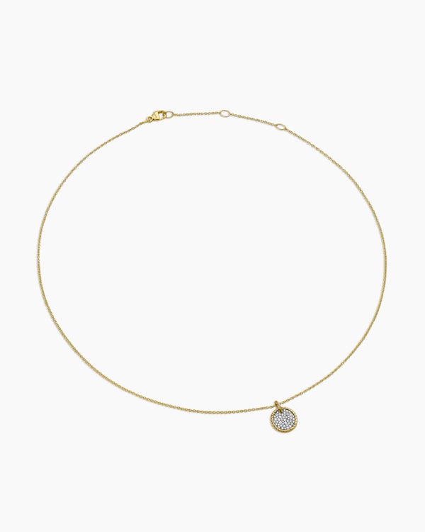 Cable Collectibles® Pavé Plate Necklace in 18K Yellow Gold with Diamonds, 11mm