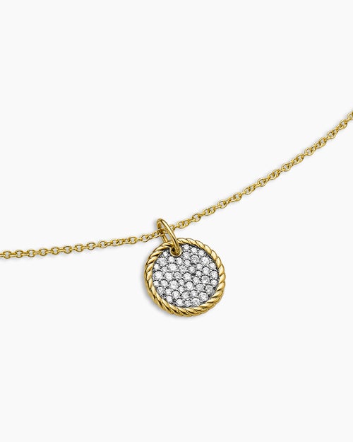 Womens Cable Collectibles® Pavé Plate Necklace in 18K Yellow Gold with Diamonds, 11mm