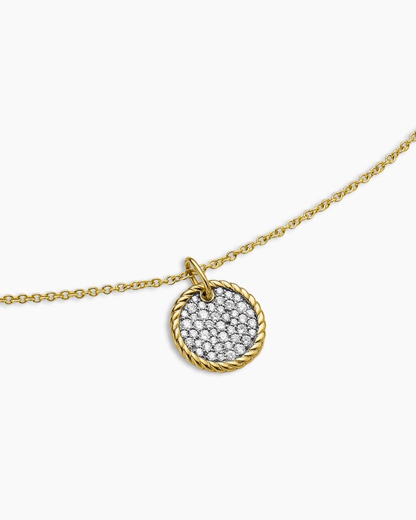 Cable Collectibles® Pavé Plate Necklace in 18K Yellow Gold with Diamonds, 11mm