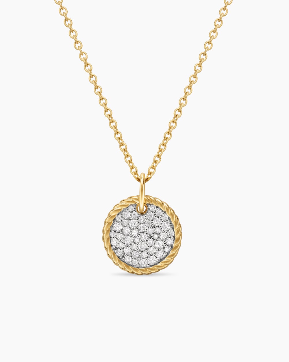 Womens Cable Collectibles® Pavé Plate Necklace in 18K Yellow Gold with Diamonds, 11mm