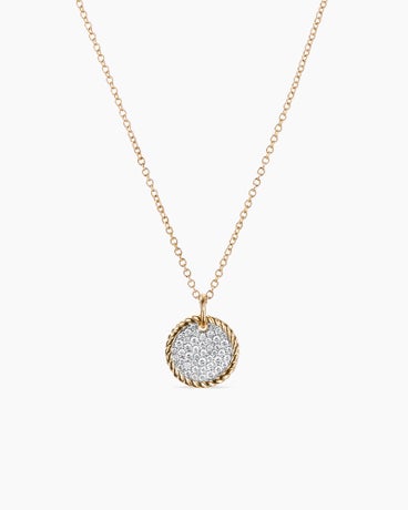 Cable Collectables® Pavé Plate Necklace in 18K Yellow Gold with Diamonds, 11mm