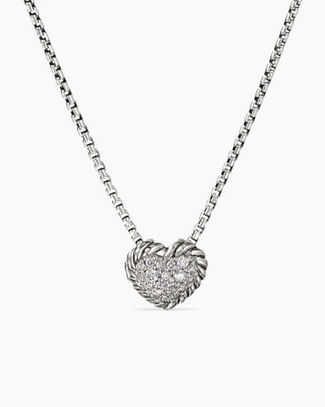 Chatelaine® Heart Necklace in Sterling Silver with Diamonds, 8mm