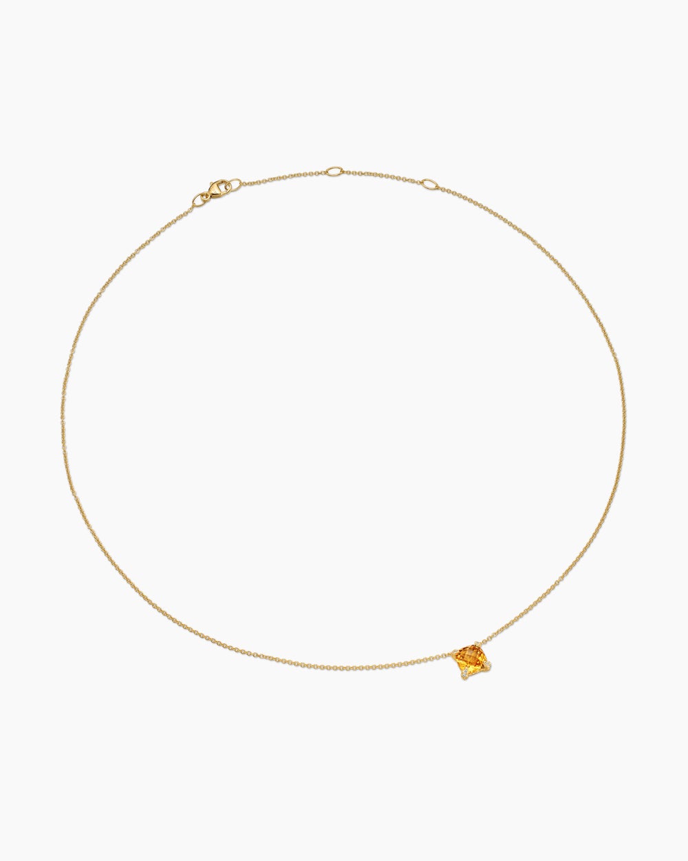 Womens Petite Chatelaine® Pendant Necklace in 18ct Yellow Gold with Citrine and Diamonds, 7mm