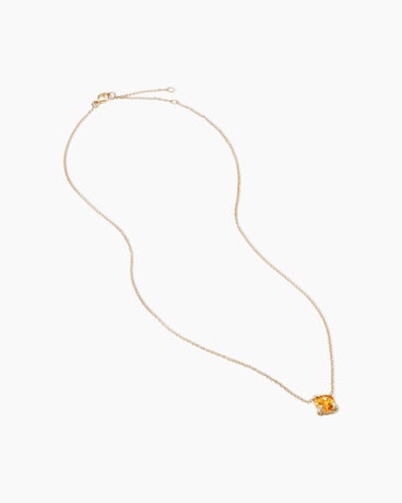 Petite Chatelaine® Pendant Necklace in 18K Yellow Gold with Citrine and Diamonds, 7mm