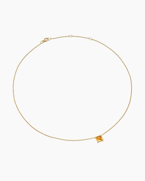 Womens Petite Chatelaine® Pendant Necklace in 18K Yellow Gold with Citrine and Diamonds, 7mm