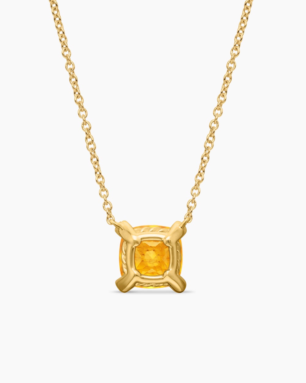 Womens Petite Chatelaine® Pendant Necklace in 18ct Yellow Gold with Citrine and Diamonds, 7mm