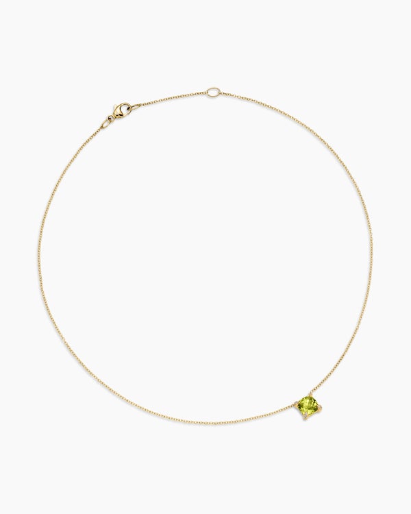 Petite Chatelaine® Pendant Necklace in 18K Yellow Gold with Peridot and Diamonds, 7mm