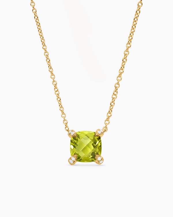david van hagen Petite Chatelaine ® Pendant Necklace 18K Yellow Gold with Peridot and Diamonds 7mm