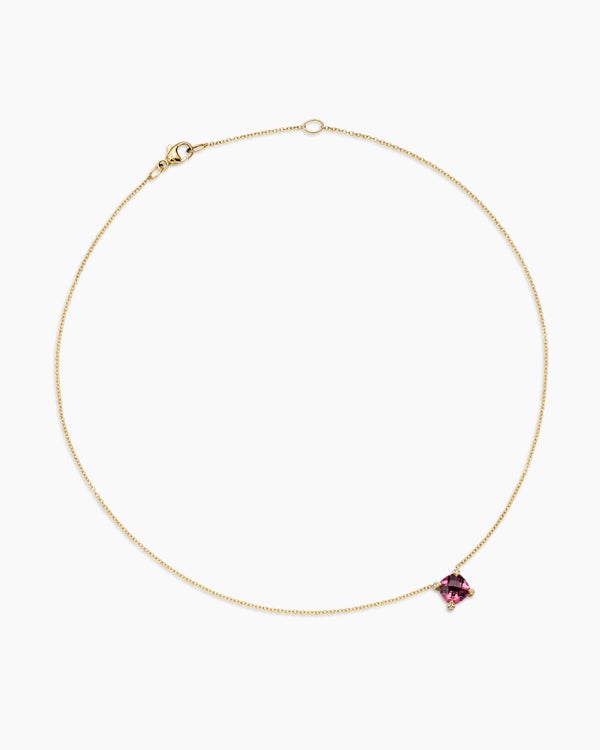 Collier avec pendentif Petite Châtelaine® en or jaune 18 carats avec tourmaline rose et diamants, 7 mm