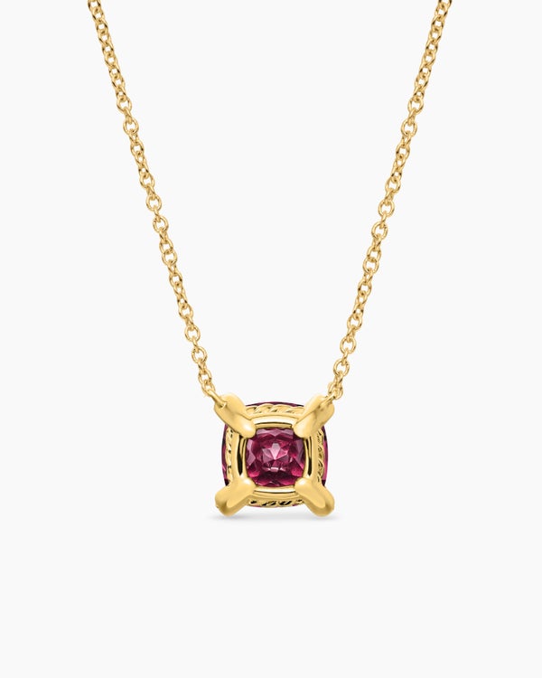 Collier avec pendentif Petite Châtelaine® en or jaune 18 carats avec tourmaline rose et diamants, 7 mm