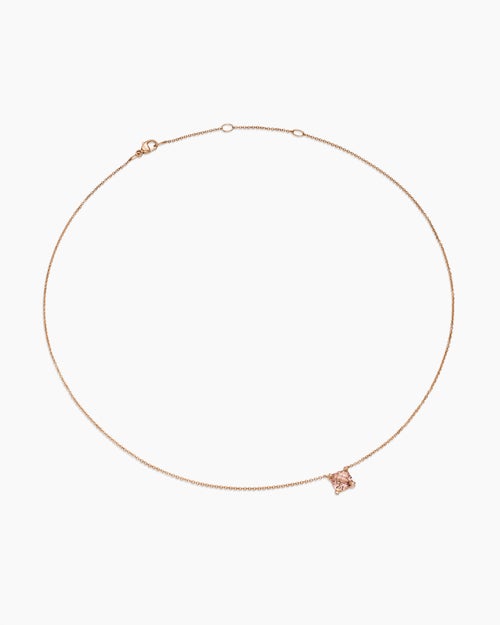 Womens Petite Chatelaine® Pendant Necklace in 18ct Rose Gold with Morganite and Diamonds, 7mm