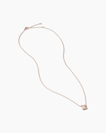 Petite Chatelaine® Pendant Necklace in 18K Rose Gold with Morganite and Diamonds, 7mm