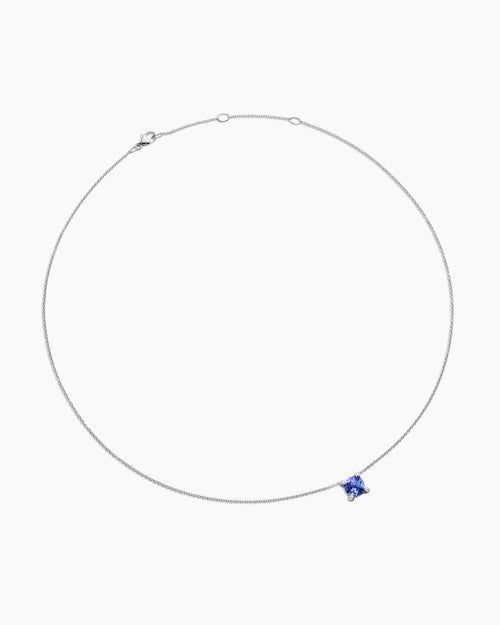 Womens Petite Chatelaine® Pendant Necklace in 18ct White Gold with Tanzanite and Diamonds, 7mm