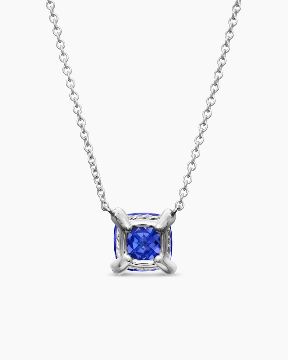Womens Petite Chatelaine® Pendant Necklace in 18K White Gold with Tanzanite and Diamonds, 7mm