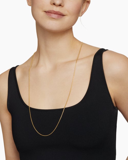 Womens Box Chain Slider Necklace in 18K Yellow Gold, 1.7mm