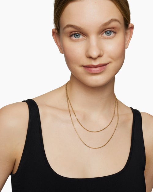 Womens Box Chain Slider Necklace in 18K Yellow Gold, 1.7mm
