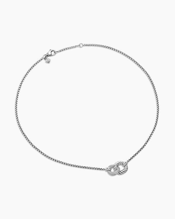 Belmont® Curb Link Necklace in Sterling Silver with Diamonds, 20mm
