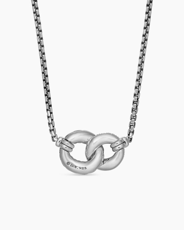 Belmont® Curb Link Necklace in Sterling Silver with Diamonds, 20mm