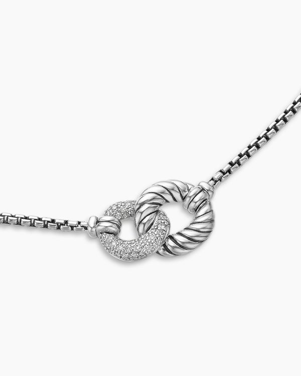Belmont® Curb Link Necklace in Sterling Silver with Diamonds, 20mm