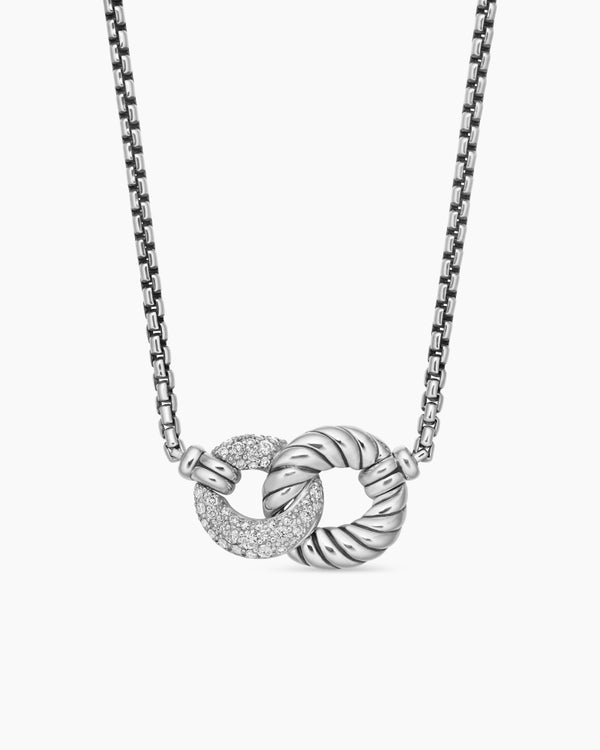 Belmont® Curb Link Necklace in Sterling Silver with Diamonds, 20mm