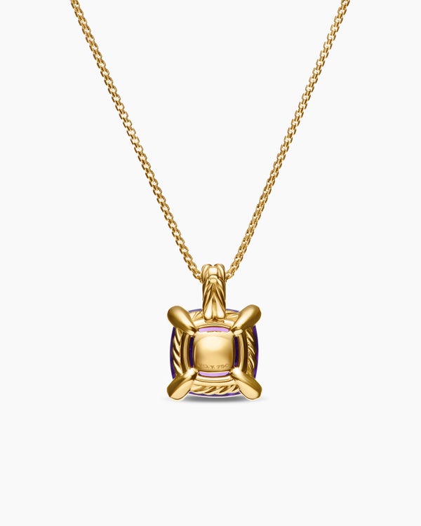 Chatelaine® Pendant Necklace in 18K Yellow Gold with Amethyst and Diamonds, 11mm