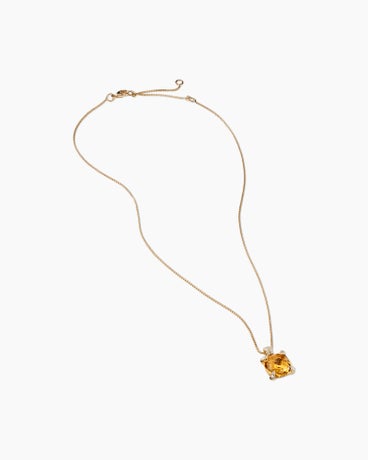 Chatelaine® Pendant Necklace in 18K Yellow Gold with Citrine and Diamonds, 11mm