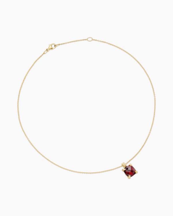 Chatelaine® Pendant Necklace in 18K Yellow Gold with Garnet and Diamonds, 11mm