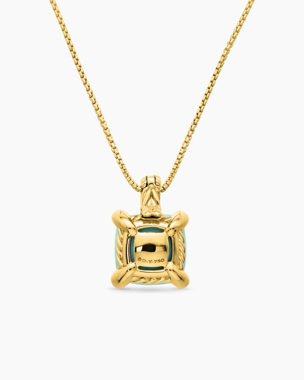 Chatelaine® Pendant Necklace in 18ct Yellow Gold with Turquoise and Diamonds, 11mm