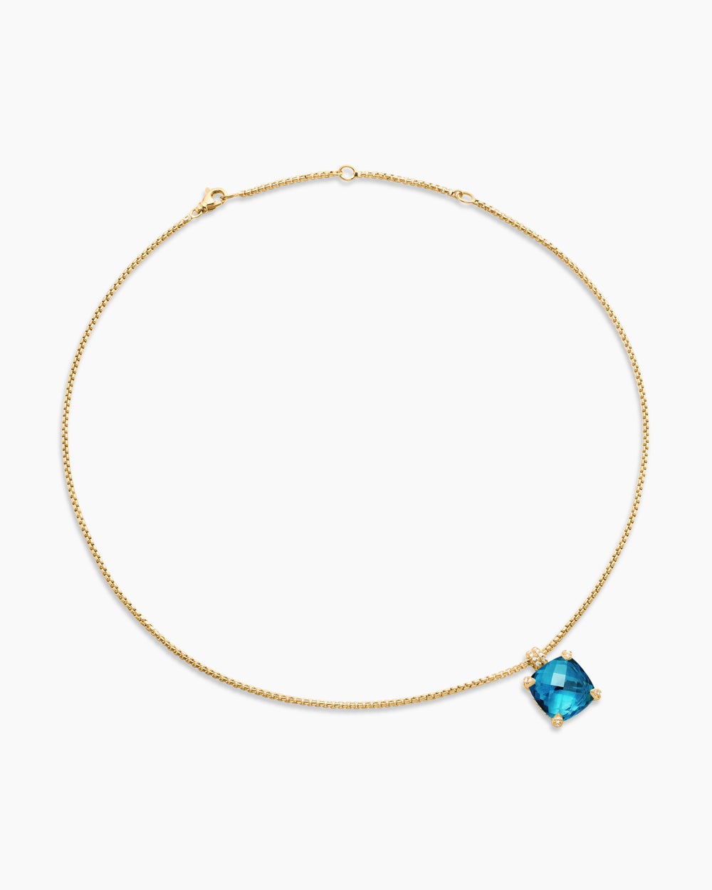 Womens Chatelaine® Pendant Necklace in 18K Yellow Gold with Hampton Blue Topaz and Diamonds, 14mm
